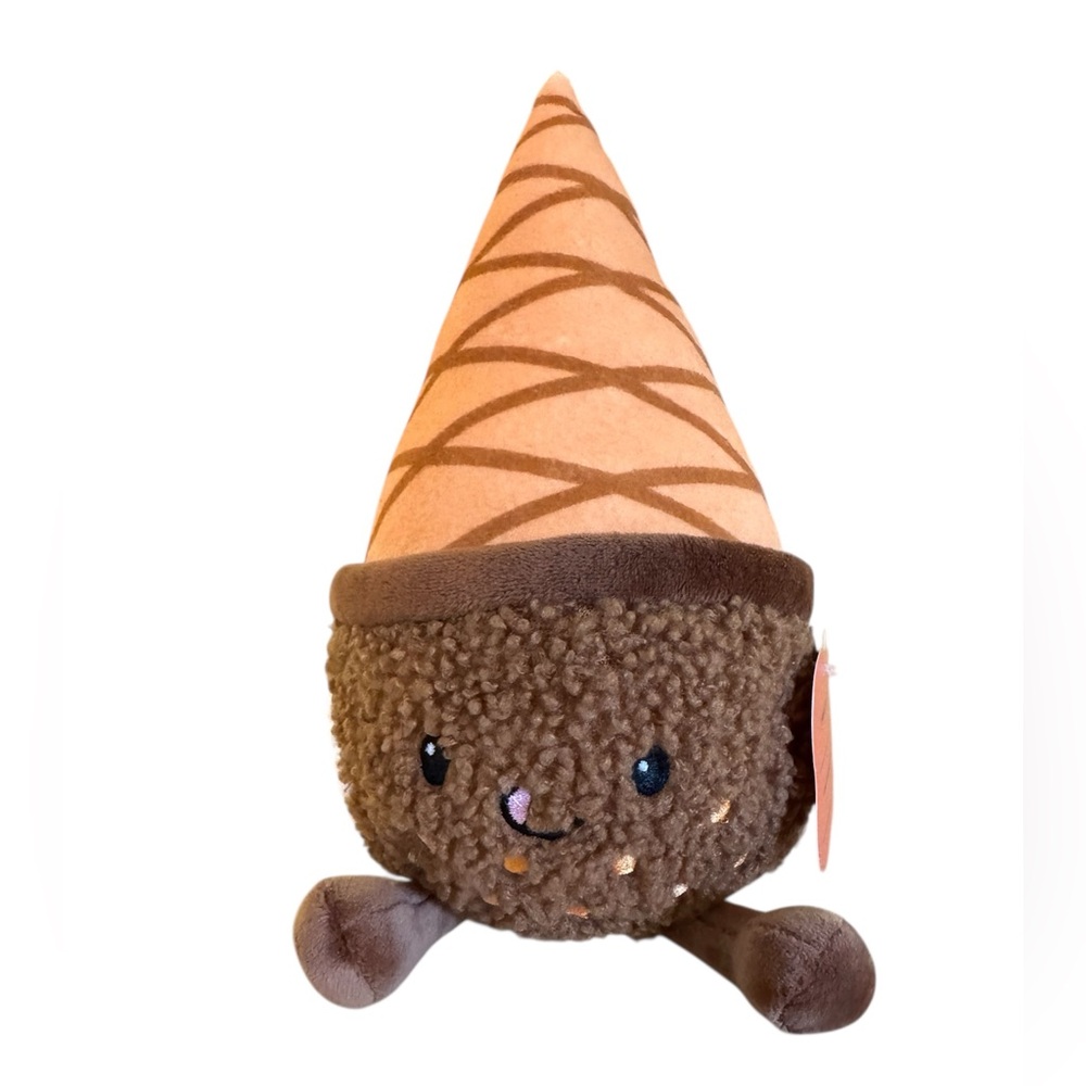 Gigglescape Chocolate Ice Cream Cone Novelty Plush Stuffed Animal 6” NWT